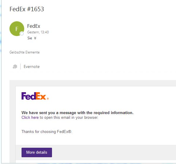 angebliches Mail von FedEx